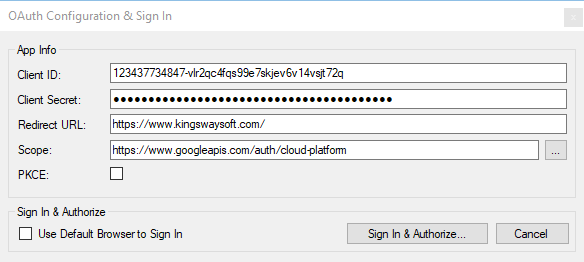 Google Dataplex Rest Connection Manager - OAuth